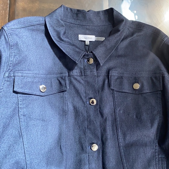Calvin Klein Plus Size Stretch Denim Jean Jacket. - Picture 5 of 13